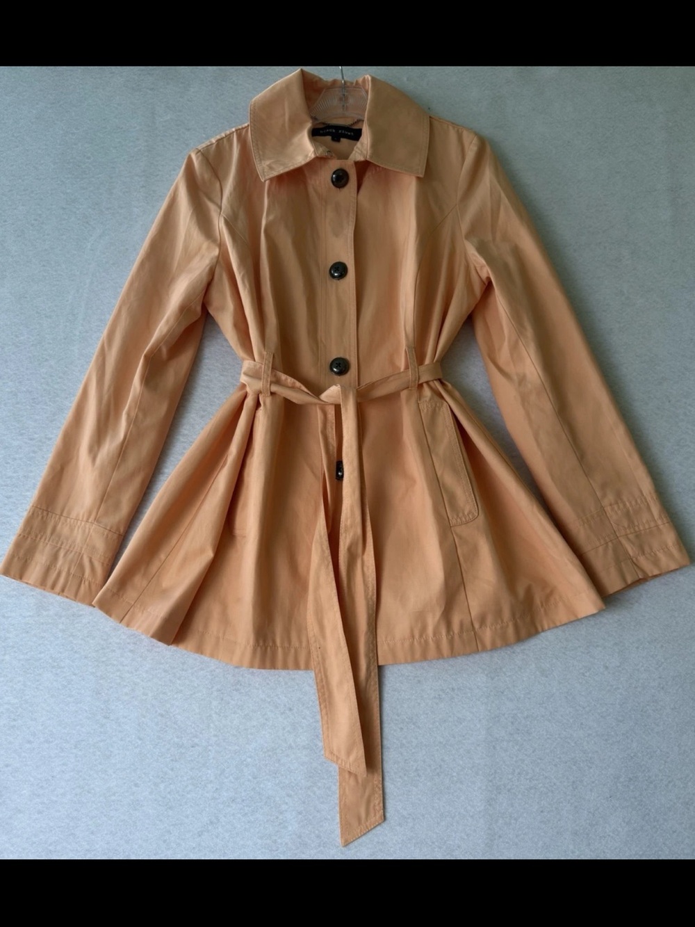 Black Rivet Peach Belted Trench Coat